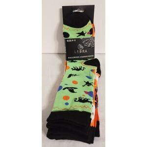 New Lebra Halloween Knee High Socks Green, Black Size 9-11 3 Pair